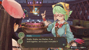 a screenshot of a video game with a character named shallie
