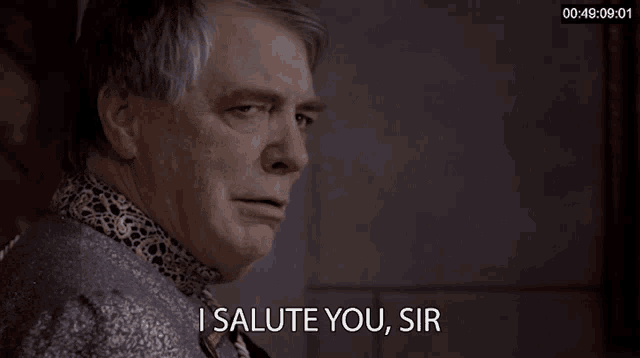 a man is saying i salute you sir in a video