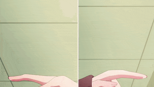 two anime girls are standing next to each other in a hallway with a sign on the wall that says ' a '