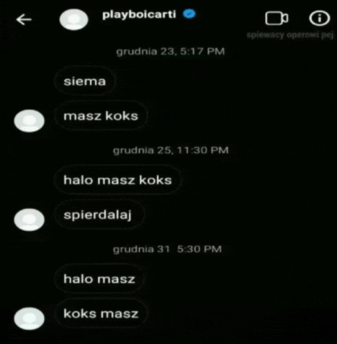 a screenshot of a text message between playboicarti and siena