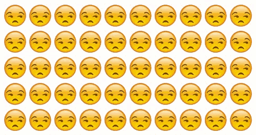 a row of smiley faces with sad faces on a white background
