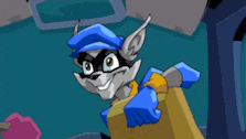 a cartoon of a raccoon wearing a blue hat