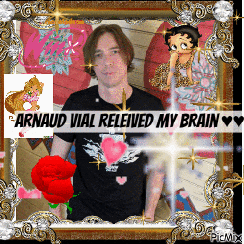a picture of arnaud vial relieving his brain with betty boop