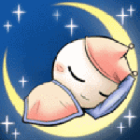 a cartoon of a person sleeping on a crescent moon