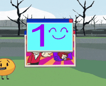 a computer screen with a smiley face and the number 1