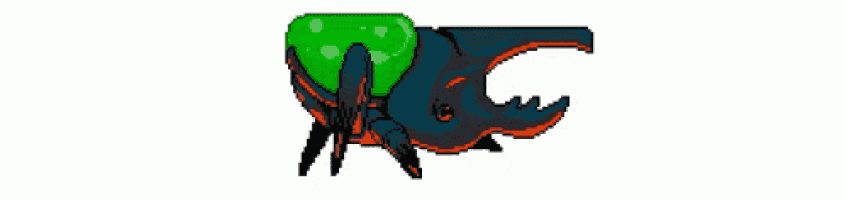 a pixel art drawing of a spider with a green balloon on its head .
