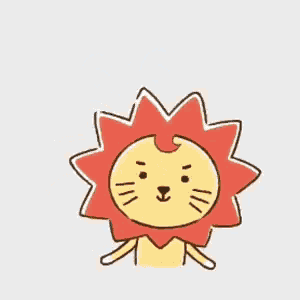 a cartoon lion is holding a balloon in front of his face and a number six is above him .