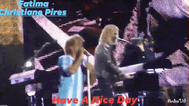 fatima christiane pires is playing a keyboard and singing on stage