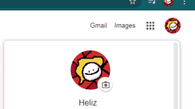 a screenshot of heliz 's gmail account with a smiley face on it