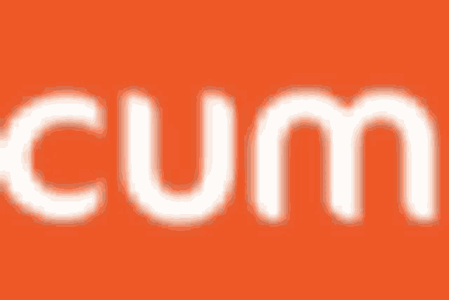 the word cum is white on an orange background