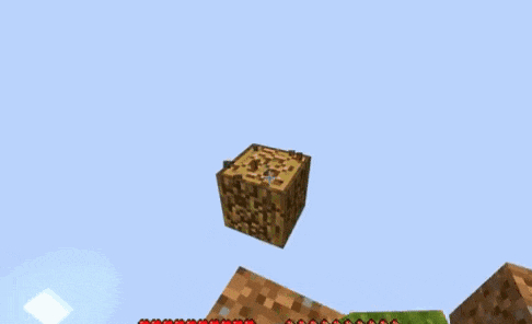 a minecraft game is being played on a computer and a green monster is being destroyed by a yellow block .