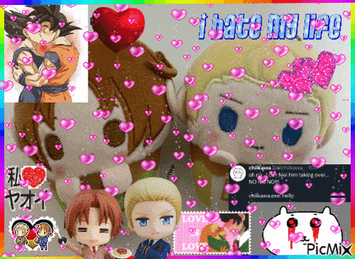 a collage of anime characters with the words i hate my life on top