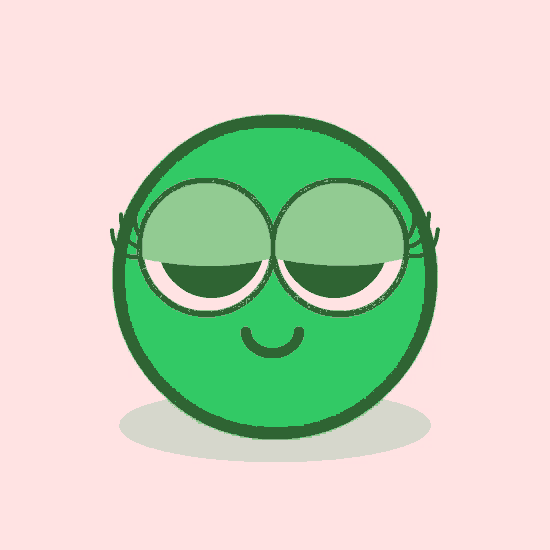 a green smiley face with glasses and spider legs