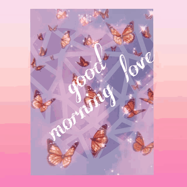 a poster with butterflies and the words good morning love on it