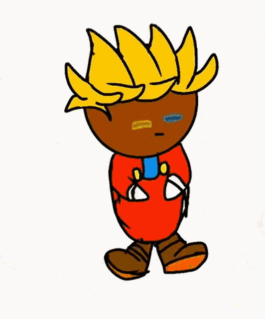 a cartoon drawing of a boy with a yellow hair