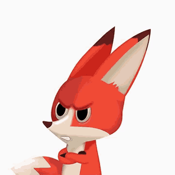 a cartoon fox with an angry expression on its face