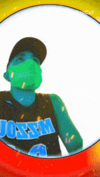 a man wearing a mask and a jersey that says josem on it