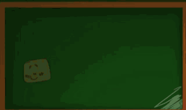 three cartoon characters are standing next to each other in front of a green board
