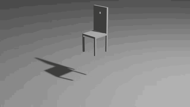 a 3d rendering of a chair with a shadow on the floor