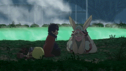 a man and a rabbit are sitting in the grass next to a body of water .