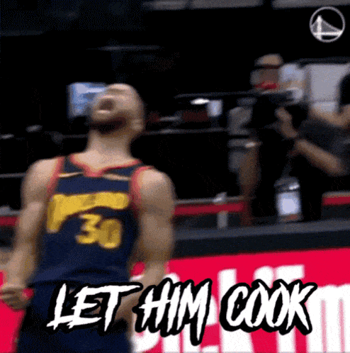 a basketball player with the number 30 on his jersey is screaming