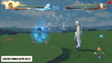 a screenshot of a video game with the words faster combos after hits on the bottom