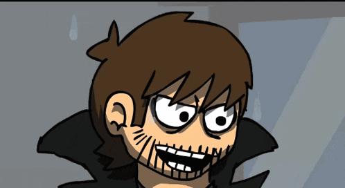 a cartoon of a man with a beard and a black jacket