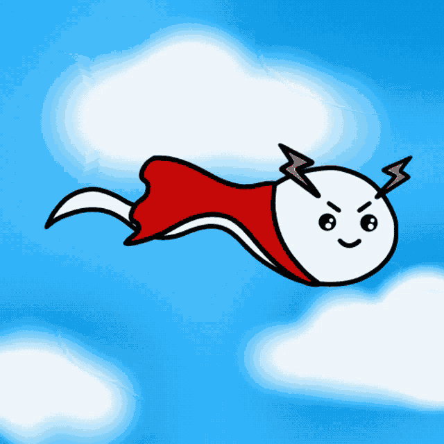 a cartoon character is flying through the air with a lightning bolt on his head