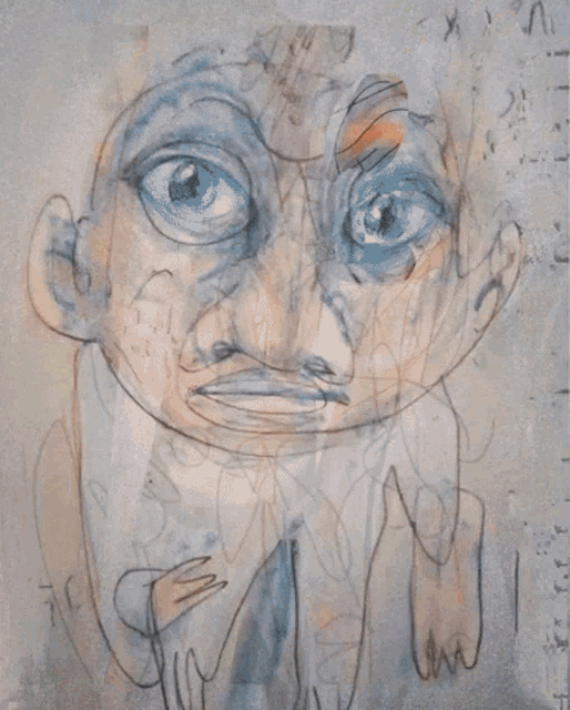 a drawing of a person 's face with the word love written on it