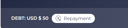 a blue background with a button that says repayment on it