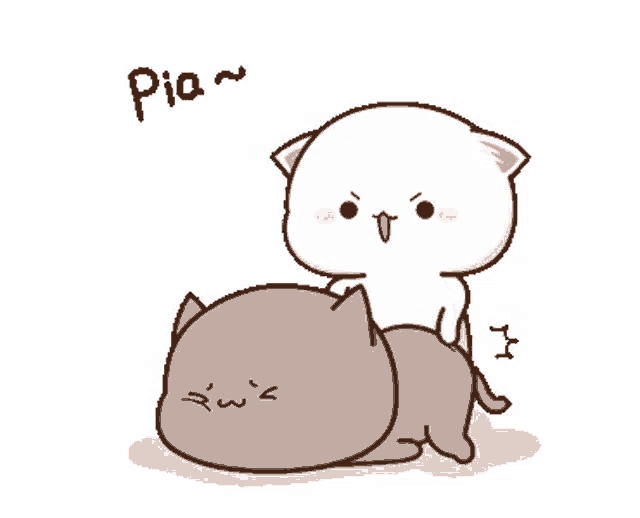 a cartoon cat is sitting on top of another cat .