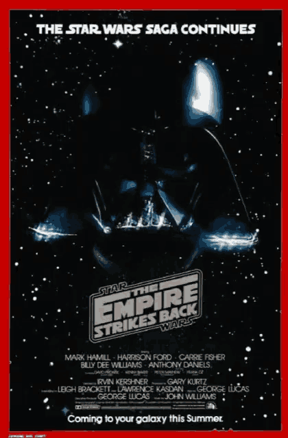a movie poster for the star wars saga continues