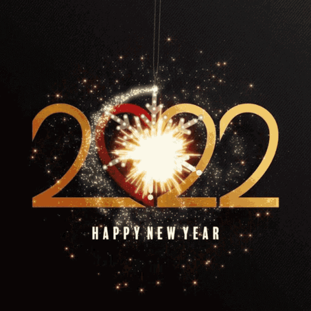 a happy new year greeting card with the number 2022
