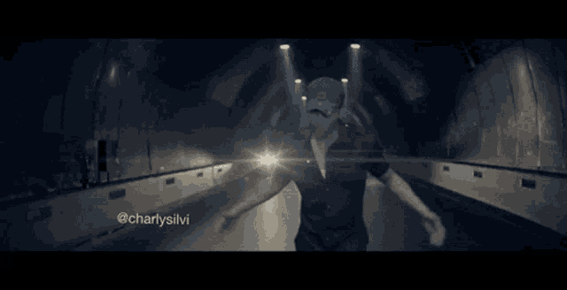a man kneeling down in a tunnel with the hashtag charlysilvi on the bottom