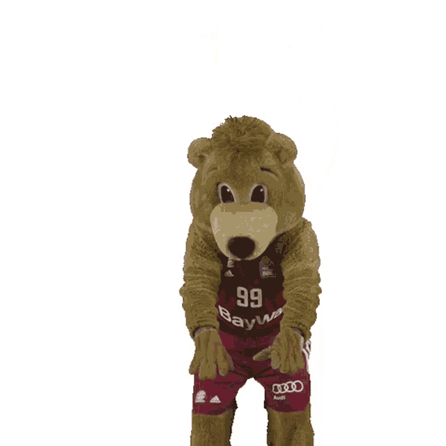 a mascot with the number 99 on his jersey