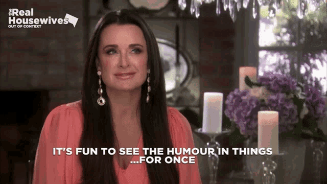 a woman says it 's fun to see the humor in things for once