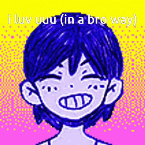 a pixel art of a boy with the words i luv uuu in a bro way