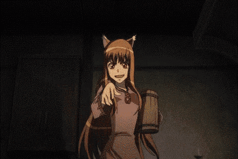 a girl with a fox 's ears is holding a barrel
