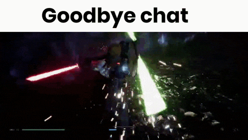 a video game screen with the words goodbye chat on it