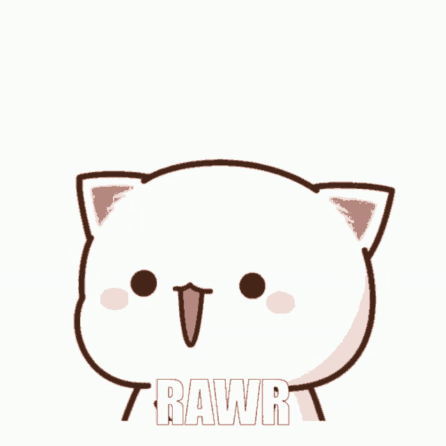 a cartoon cat is making a funny face with its paws on its face .