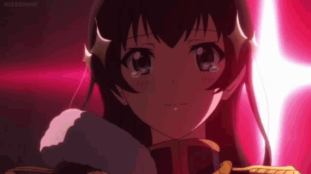 a close up of a girl 's face with a kissanime logo in the corner