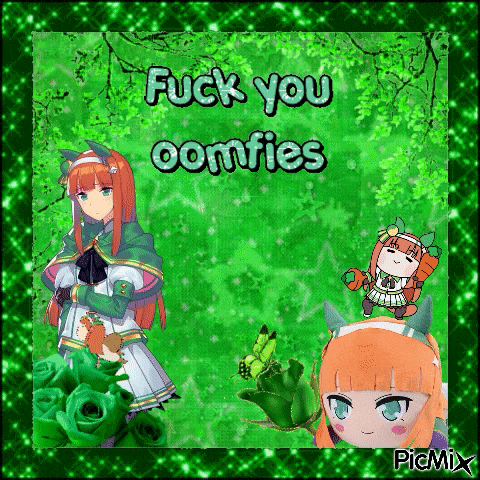 a picture of a girl with a cat ear and the words " fuck you comfies "