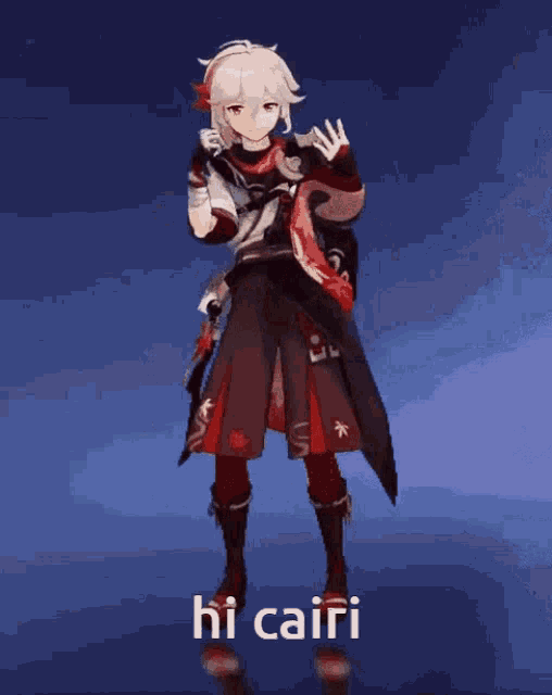 a character from a video game says hi cairi while dancing