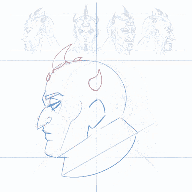 a drawing of a devil 's head with horns on it