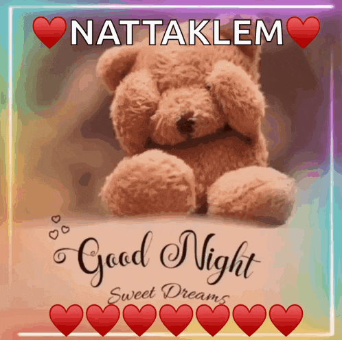 a teddy bear is covering its eyes with its paws and the words good night sweet dreams are below it