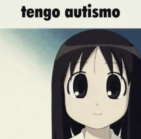 a picture of a girl with the words " tengo autismo " on the bottom