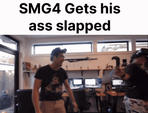 smg4 gets his ass slapped written on a screen