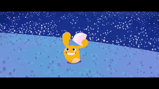 a cartoon character with a pillow on its head
