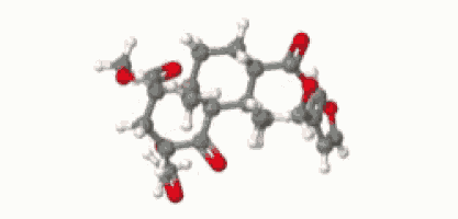 a 3d model of a chemical compound with red balls in the middle .