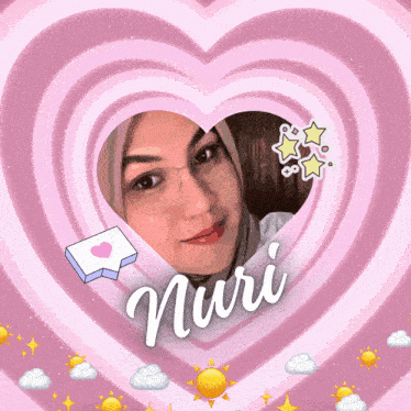 a picture of a woman with the name nuri written on it